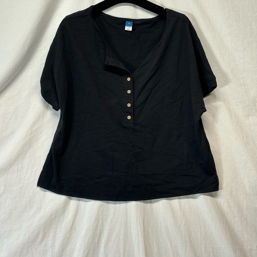 Old Navy Black Women's Blouse with‎ Buttons Size Medium New with Tags